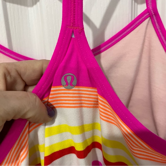 Lululemon power y pink multi stripe tank top - Picture 4 of 8